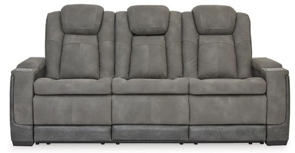 Sofa Reclining Next-Gen DuraPella Power in Two Tone  Grey Trim Polyester